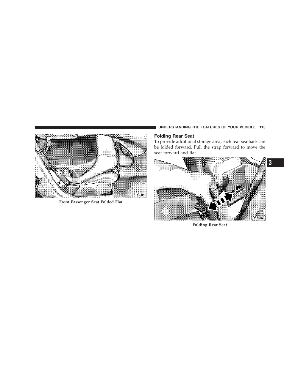 Folding rear seat | Jeep 2007 Compass User Manual | Page 115 / 408