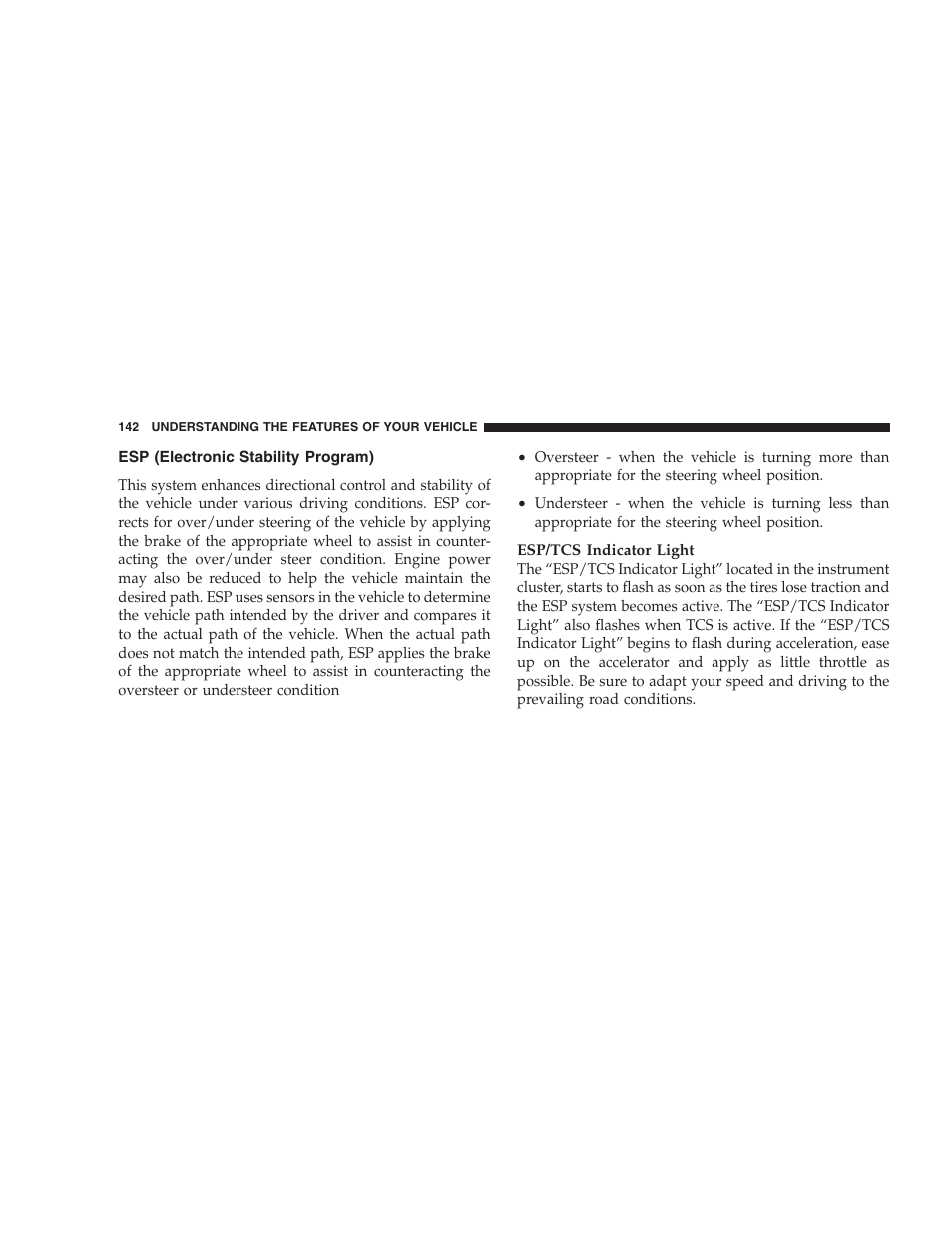 Esp (electronic stability program) | Jeep 2007 Compass User Manual | Page 142 / 408