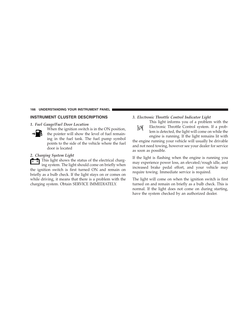 Instrument cluster descriptions | Jeep 2007 Compass User Manual | Page 166 / 408