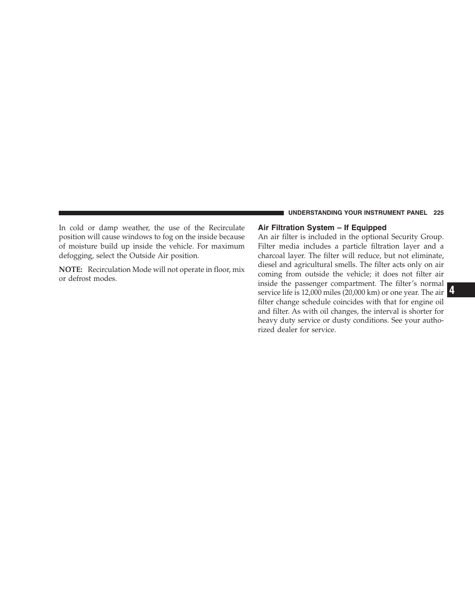 Air filtration system – if equipped | Jeep 2007 Compass User Manual | Page 225 / 408