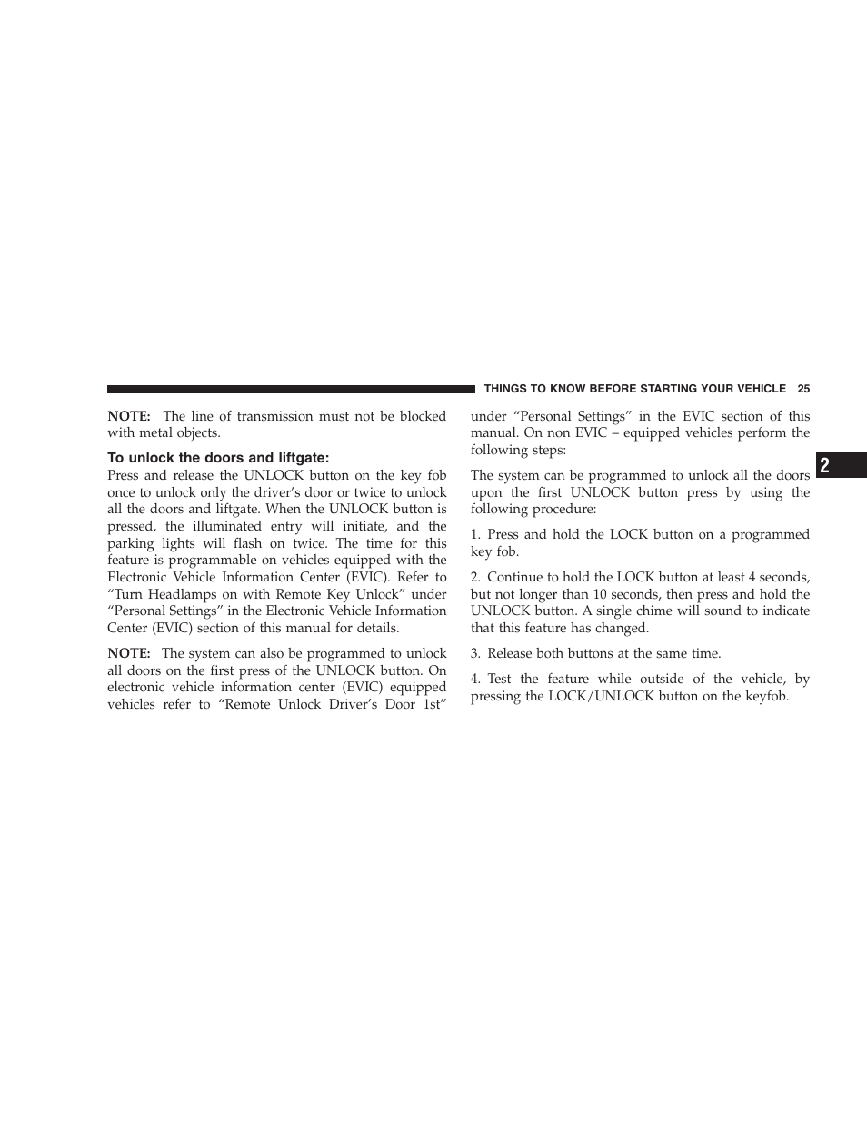 To unlock the doors and liftgate | Jeep 2007 Compass User Manual | Page 25 / 408