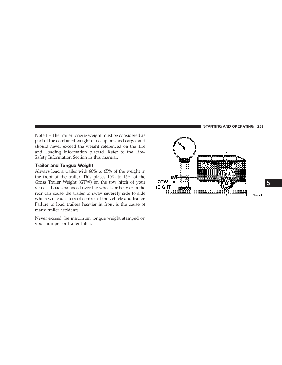 Trailer and tongue weight | Jeep 2007 Compass User Manual | Page 289 / 408