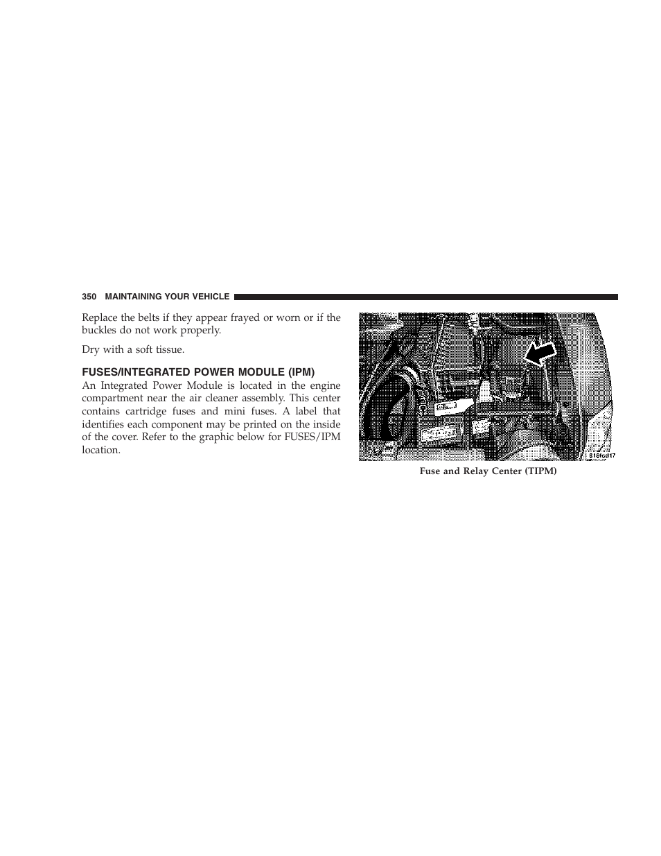 Fuses/integrated power module (ipm) | Jeep 2007 Compass User Manual | Page 350 / 408