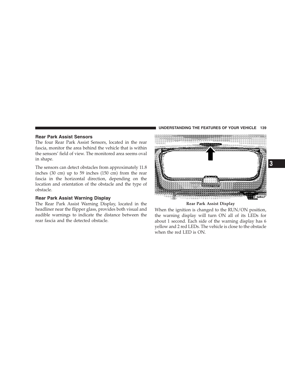 Rear park assist sensors, Rear park assist warning display | Jeep 2007 Grand Cherokee User Manual | Page 139 / 472