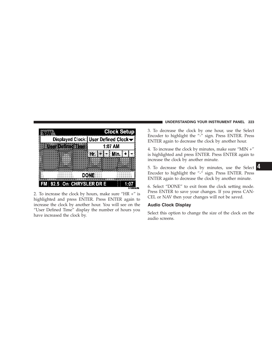 Audio clock display | Jeep 2007 Grand Cherokee User Manual | Page 223 / 472