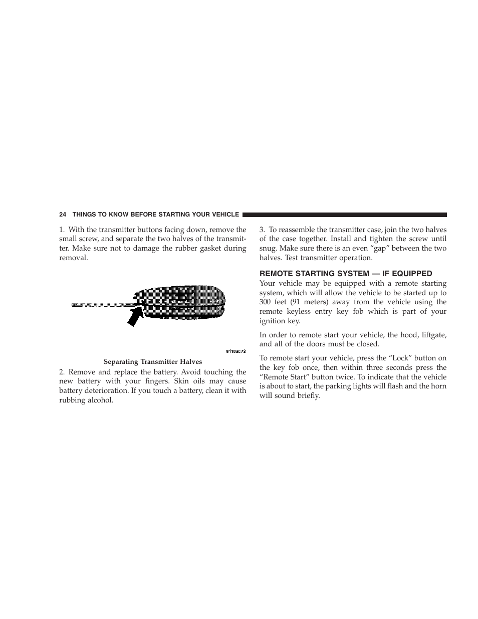 Remote starting system — if equipped | Jeep 2007 Grand Cherokee User Manual | Page 24 / 472