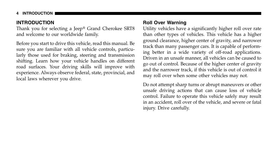 Jeep 2007 Grand Cherokee SRT User Manual | Page 4 / 400