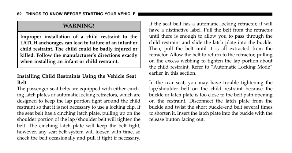 Jeep 2007 Grand Cherokee SRT User Manual | Page 62 / 400
