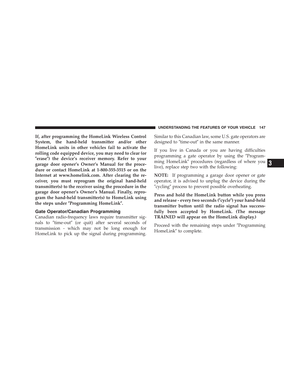 Gate operator/canadian programming | Jeep 2007 Liberty User Manual | Page 147 / 417