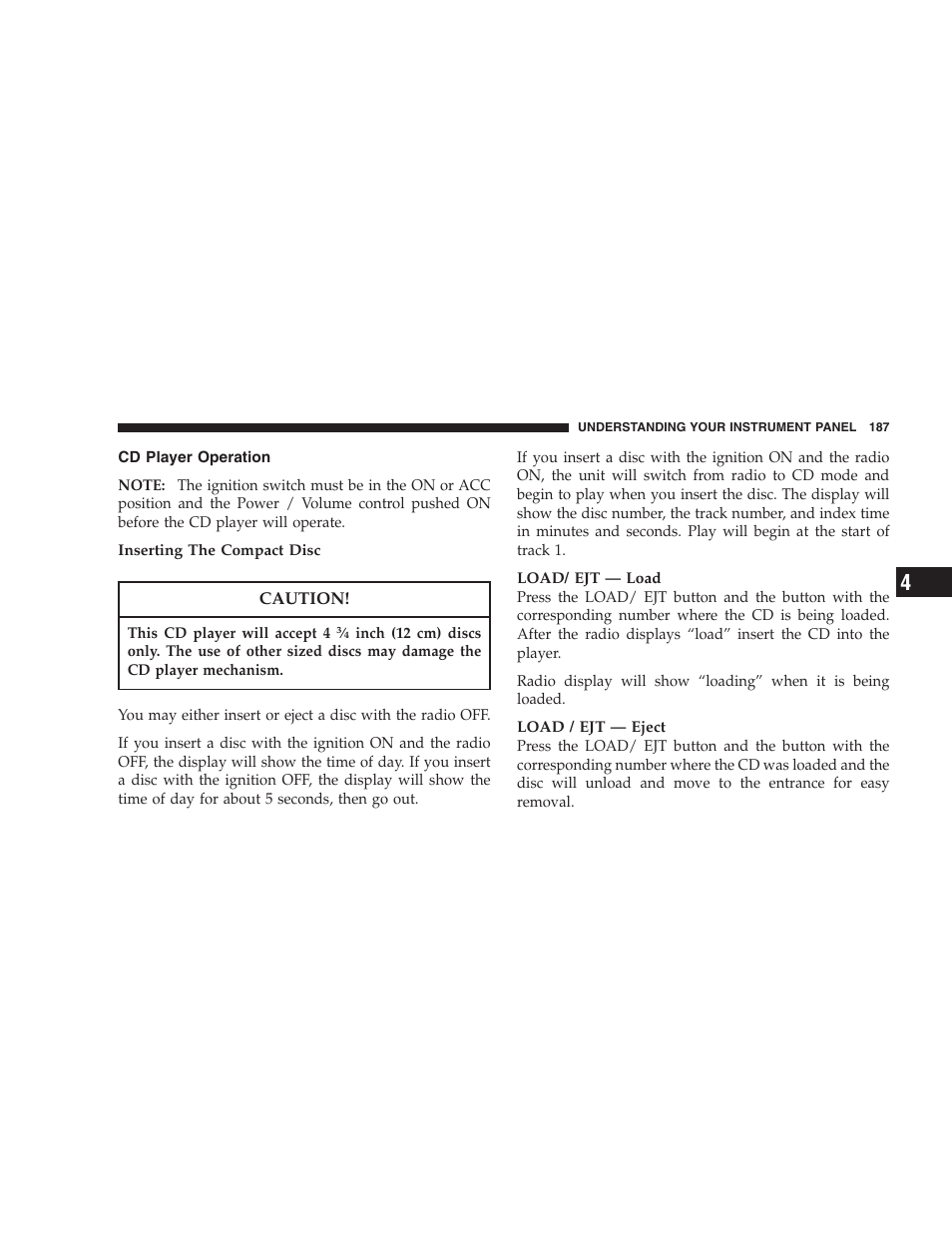 Cd player operation | Jeep 2007 Liberty User Manual | Page 187 / 417