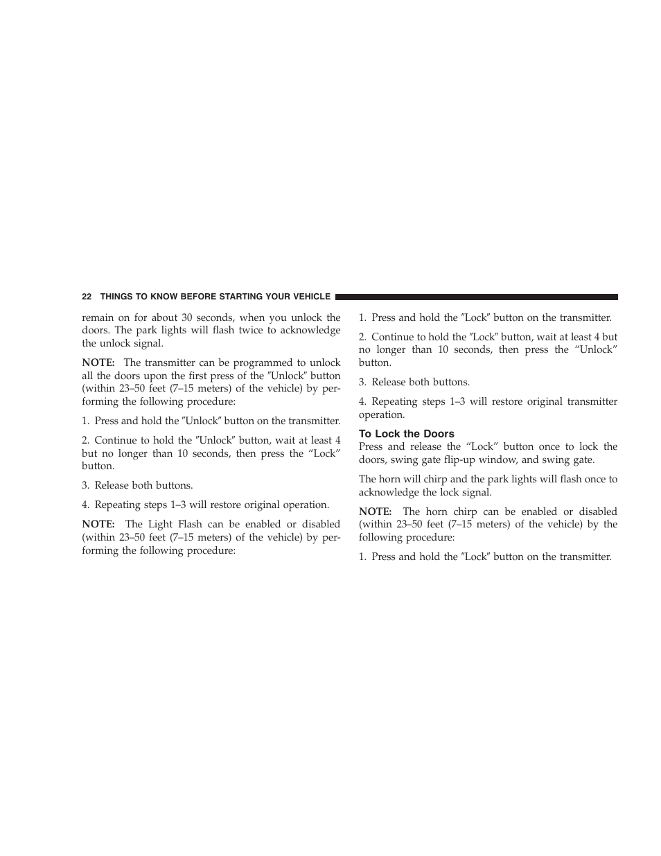 To lock the doors | Jeep 2007 Liberty User Manual | Page 22 / 417
