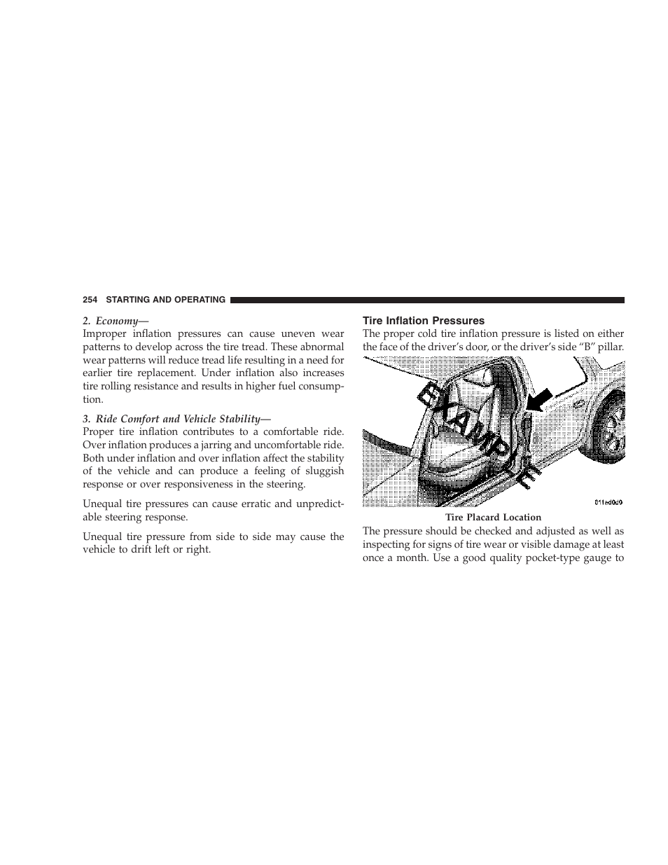Tire inflation pressures | Jeep 2007 Liberty User Manual | Page 254 / 417