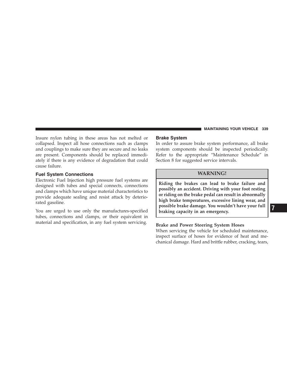 Fuel system connections, Brake system | Jeep 2007 Liberty User Manual | Page 339 / 417