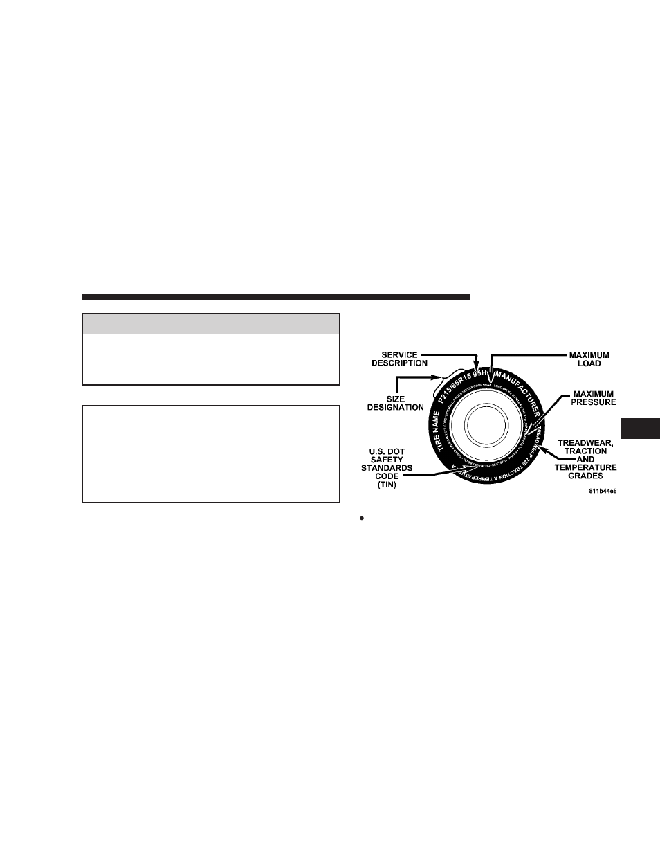 Tire safety information, Tire markings | Jeep 2008 Compass User Manual | Page 247 / 399
