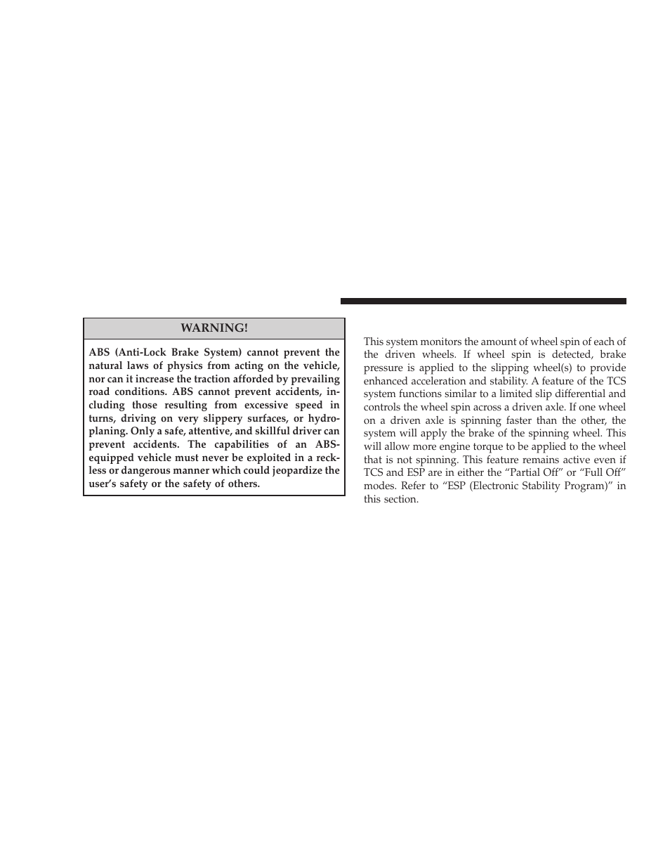 Tcs (traction control system) | Jeep 2008 Wrangler User Manual | Page 107 / 466