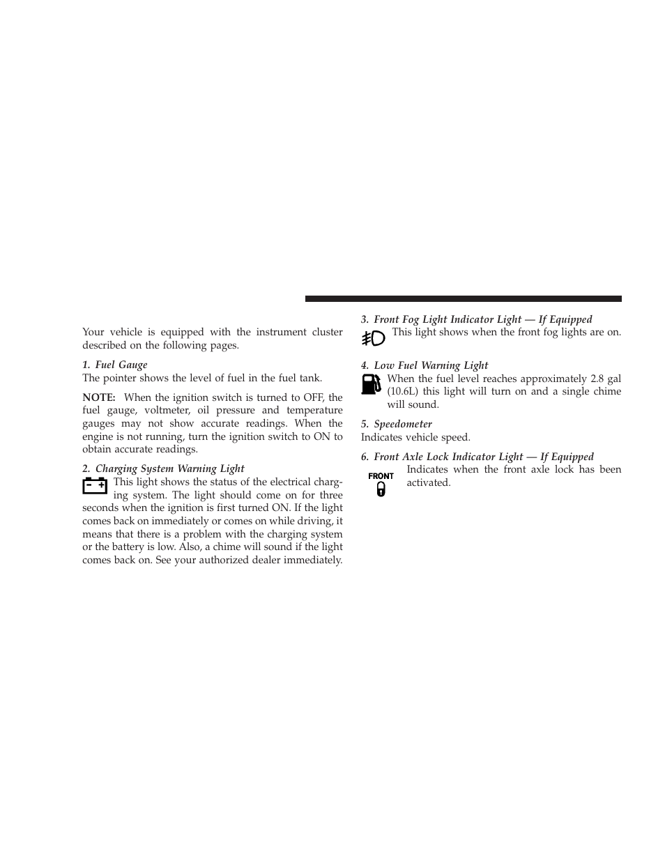 Instrument cluster description | Jeep 2008 Wrangler User Manual | Page 207 / 466