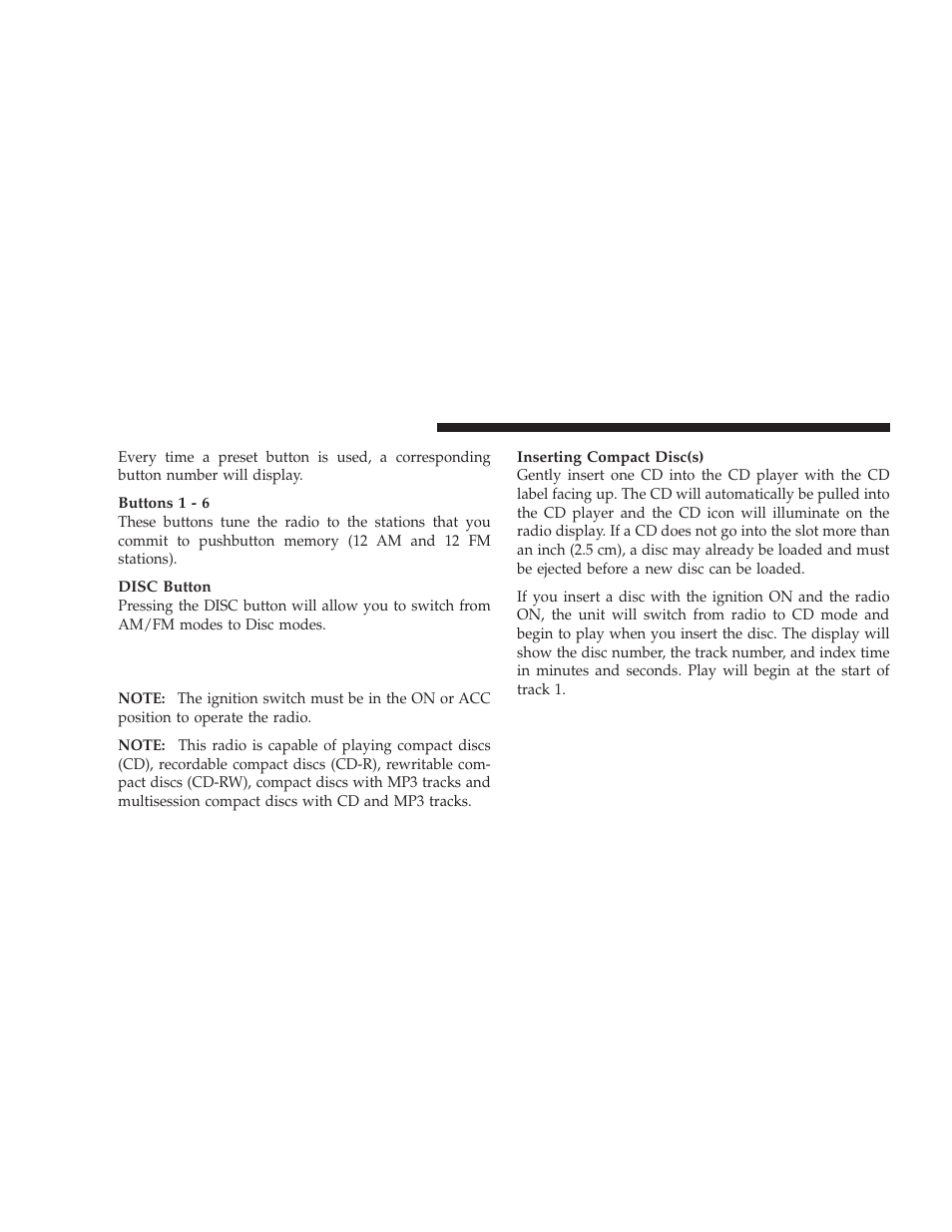 Operation instructions - cd mode for cd, And mp3 audio play | Jeep 2008 Wrangler User Manual | Page 229 / 466
