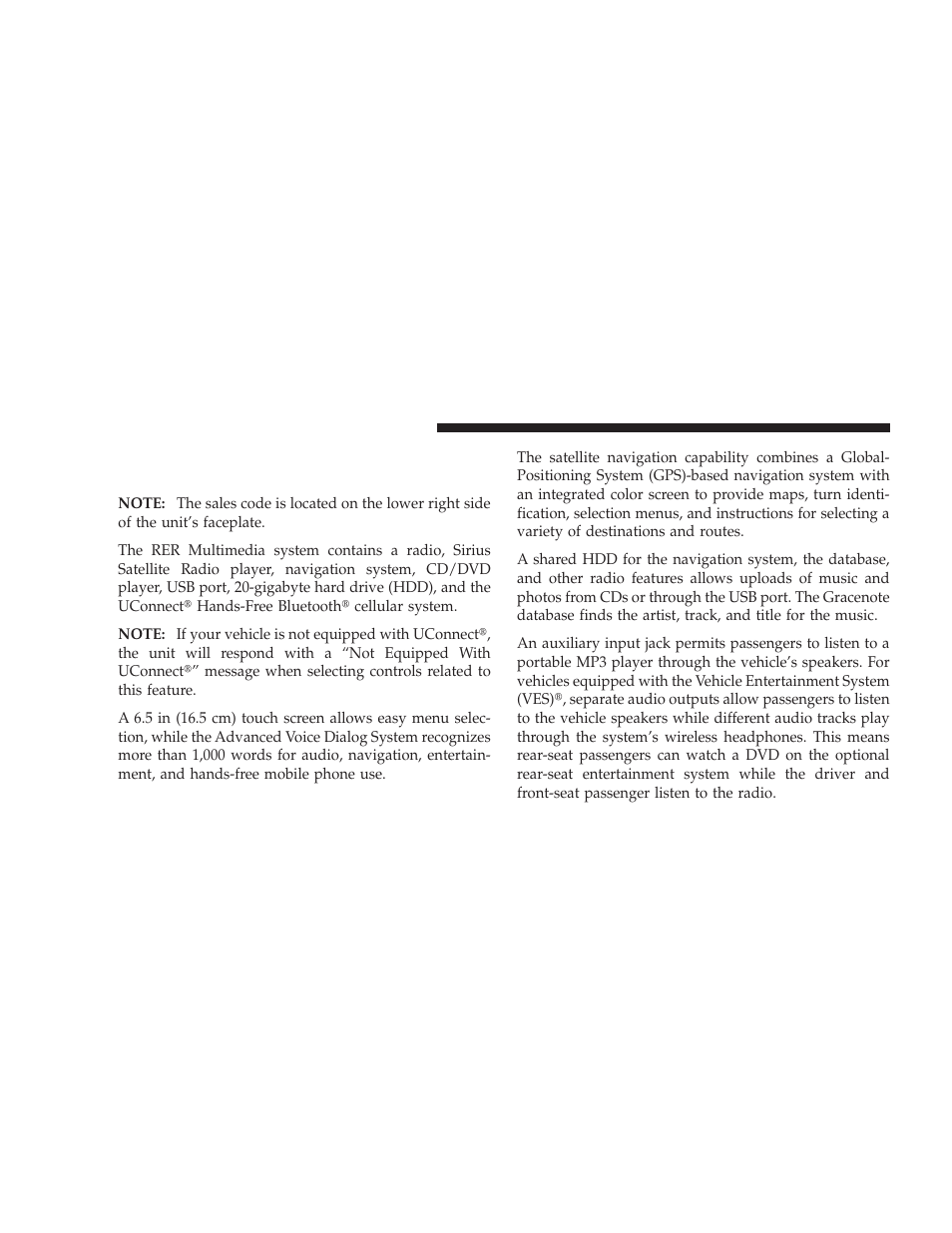 Sales code rer - multimedia system - if equipped, Sales code rer — multimedia system, If equipped | Jeep 2008 Wrangler User Manual | Page 251 / 466