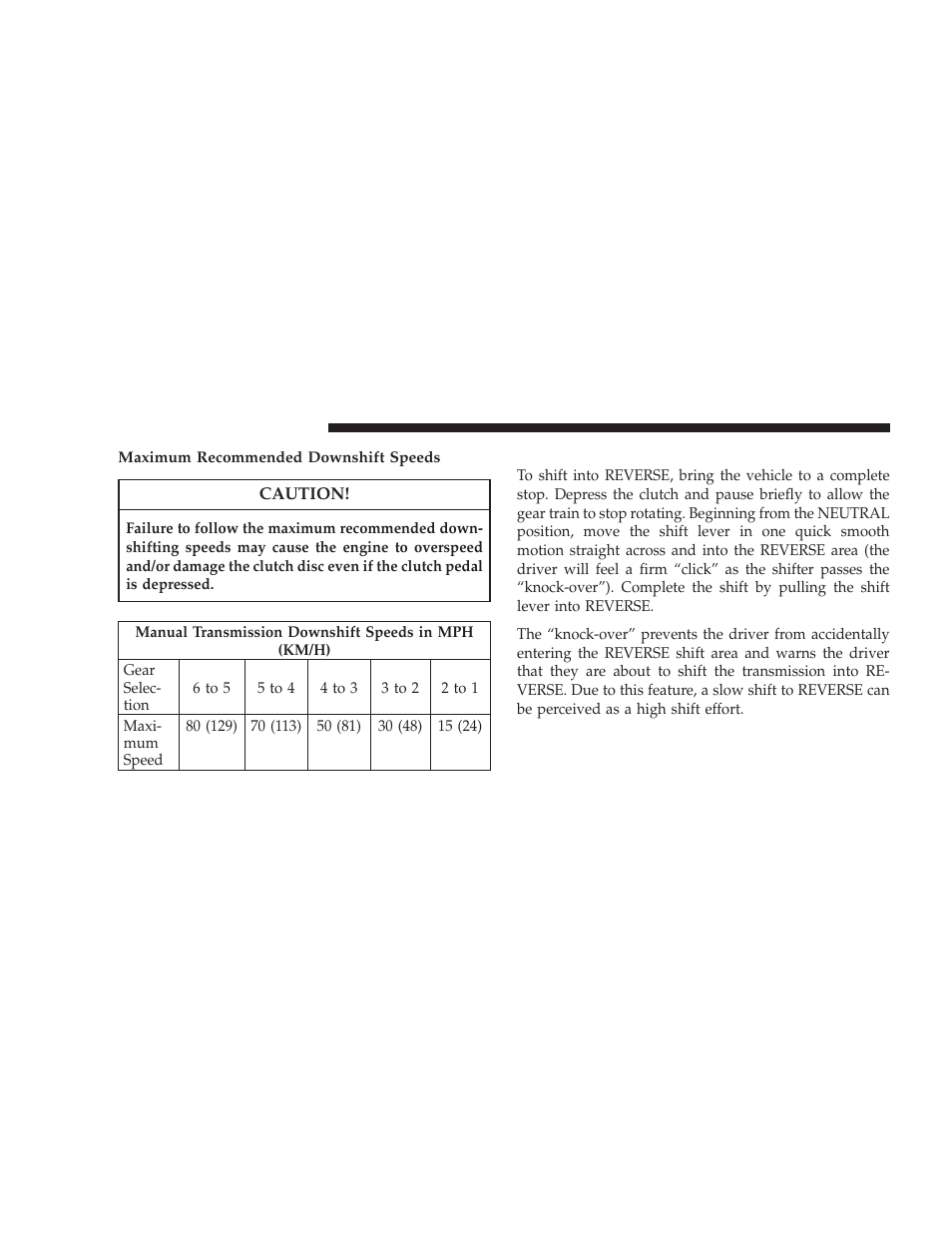 Reverse shifting | Jeep 2008 Wrangler User Manual | Page 279 / 466