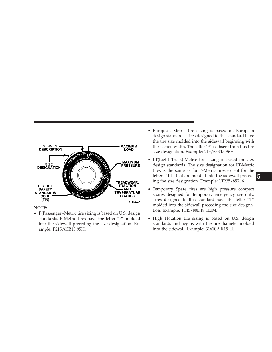 Tire safety information, Tire markings | Jeep 2008 Wrangler User Manual | Page 314 / 466