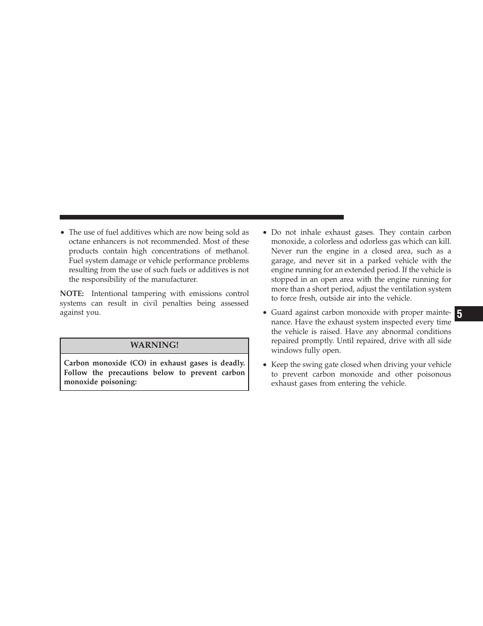 Carbon monoxide warnings | Jeep 2008 Wrangler User Manual | Page 340 / 466