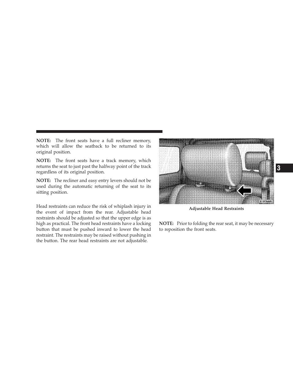 Head restraints, Fold and tumble rear seat (two-door models), Fold and tumble rear seat | Two-door models) | Jeep 2008 Wrangler User Manual | Page 90 / 466