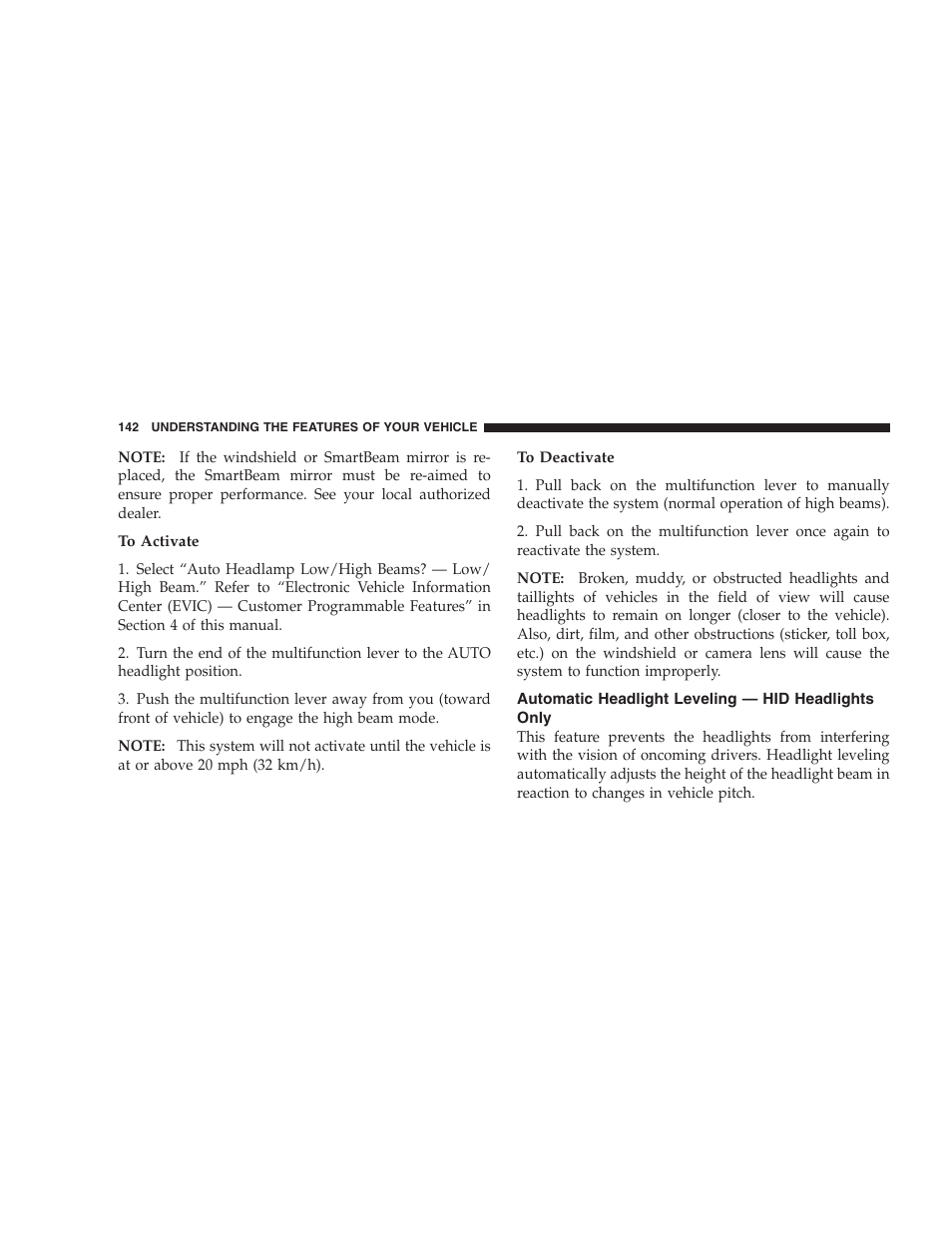 Automatic headlight leveling - hid headlights only | Jeep 2009 Commander User Manual | Page 144 / 519