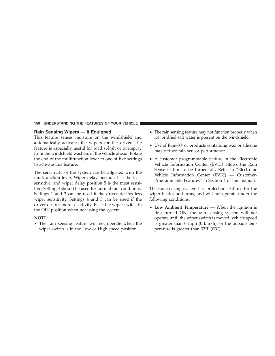 Rain sensing wipers - if equipped | Jeep 2009 Commander User Manual | Page 152 / 519