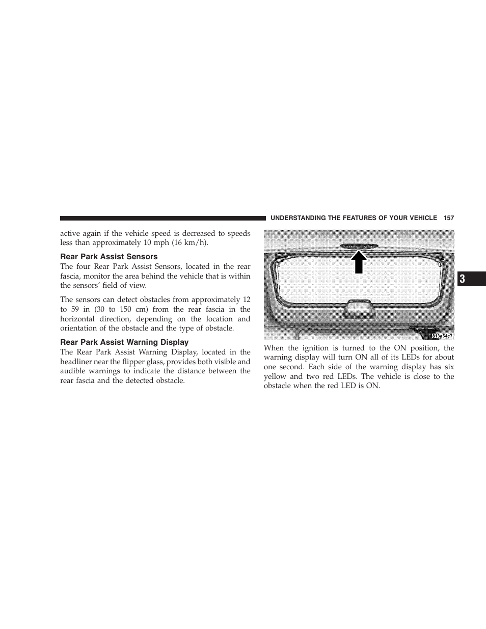 Rear park assist sensors, Rear park assist warning display | Jeep 2009 Commander User Manual | Page 159 / 519