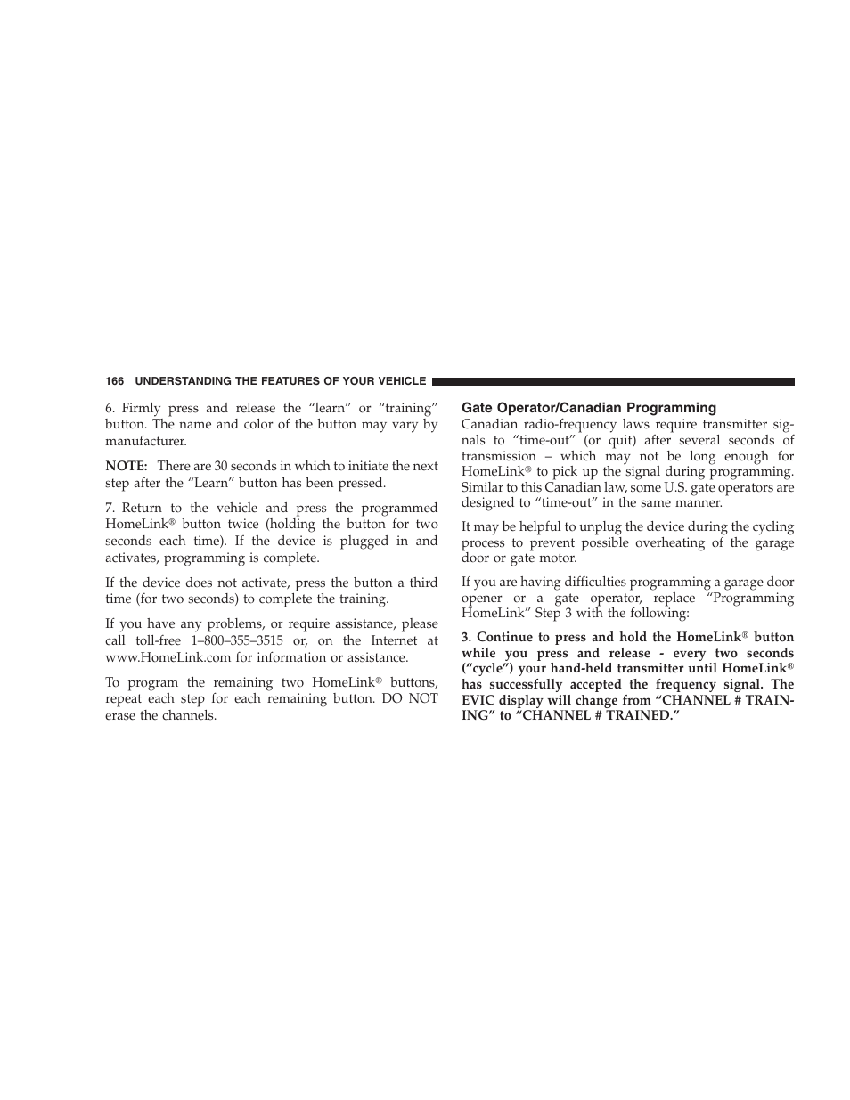 Gate operator/canadian programming | Jeep 2009 Commander User Manual | Page 168 / 519