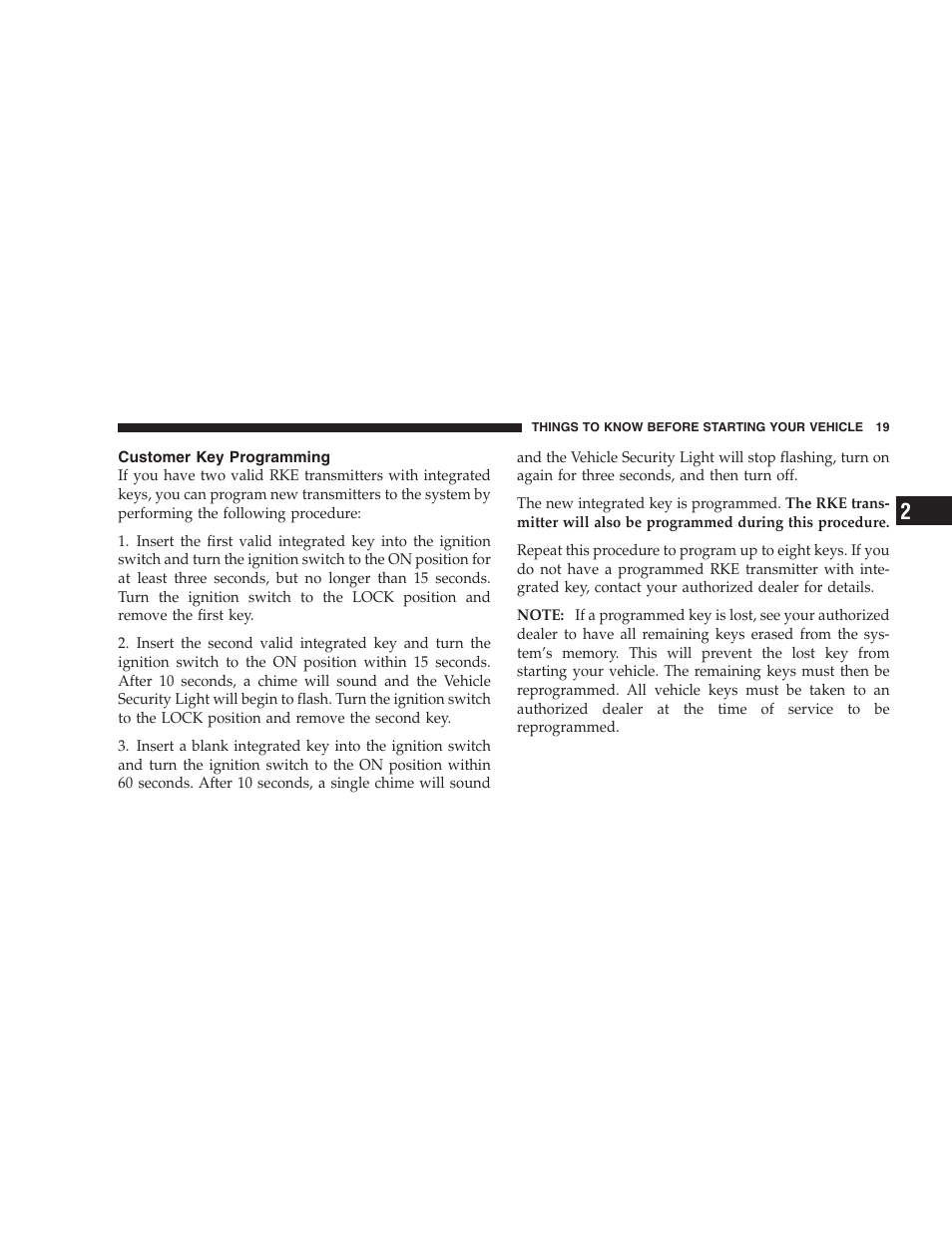 Customer key programming | Jeep 2009 Commander User Manual | Page 21 / 519