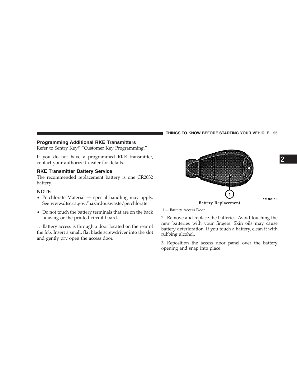 Programming additional rke transmitters, Rke transmitter battery service | Jeep 2009 Commander User Manual | Page 27 / 519