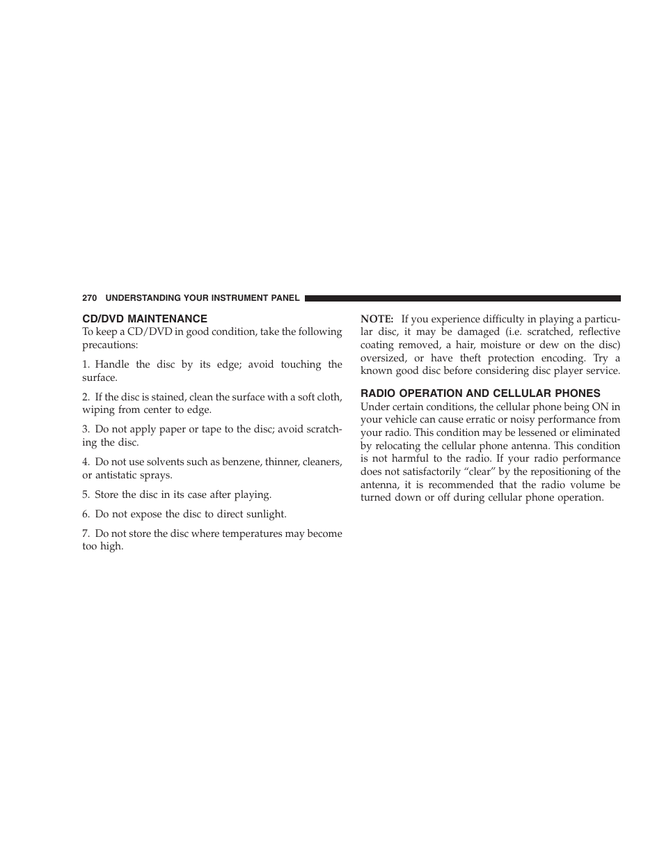 Radio operation and cellular phones | Jeep 2009 Commander User Manual | Page 272 / 519