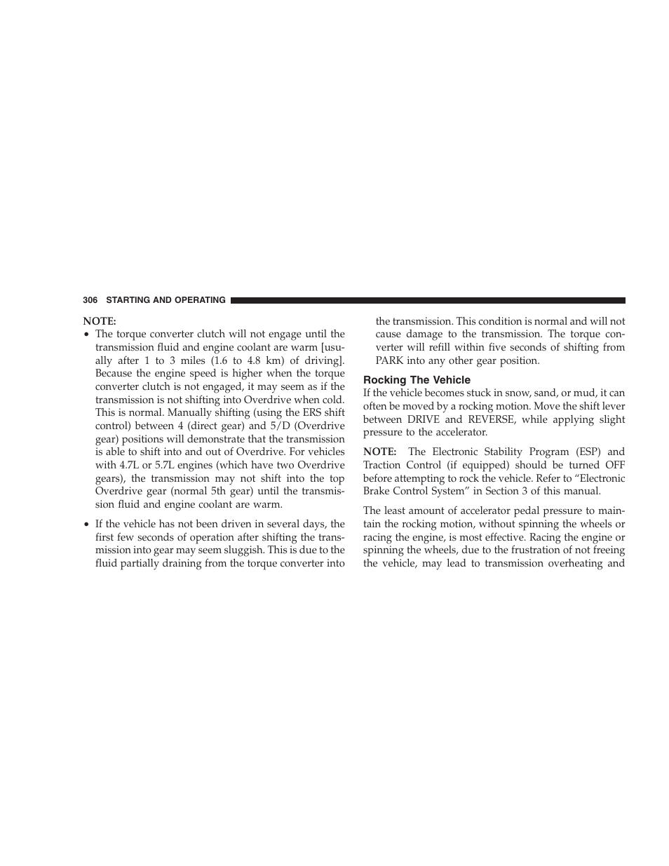 Rocking the vehicle | Jeep 2009 Commander User Manual | Page 308 / 519