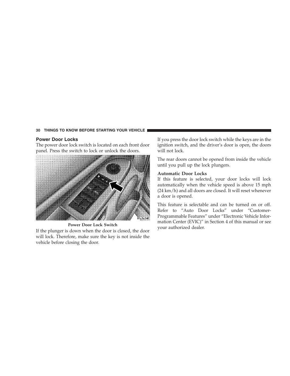 Power door locks | Jeep 2009 Commander User Manual | Page 32 / 519