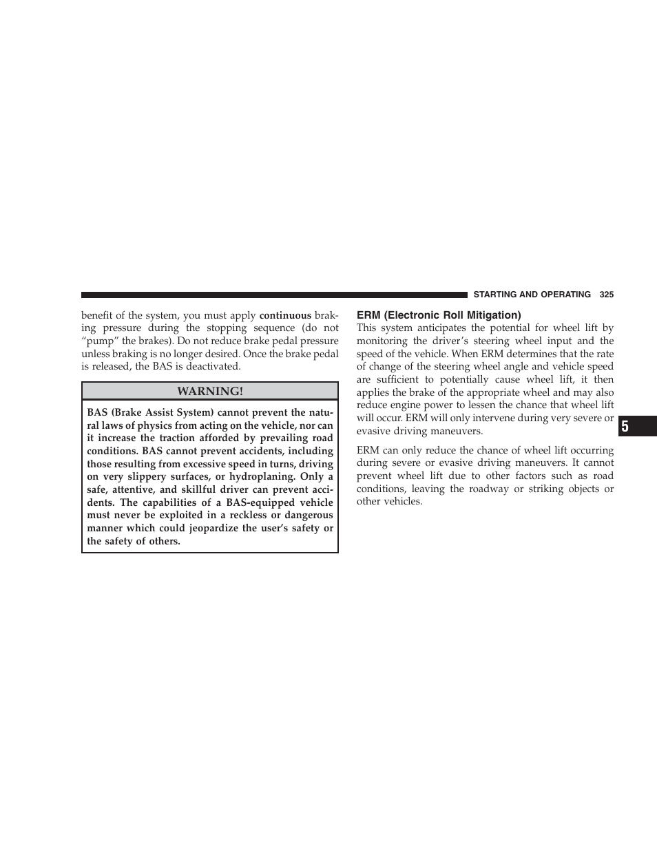 Erm (electronic roll mitigation) | Jeep 2009 Commander User Manual | Page 327 / 519