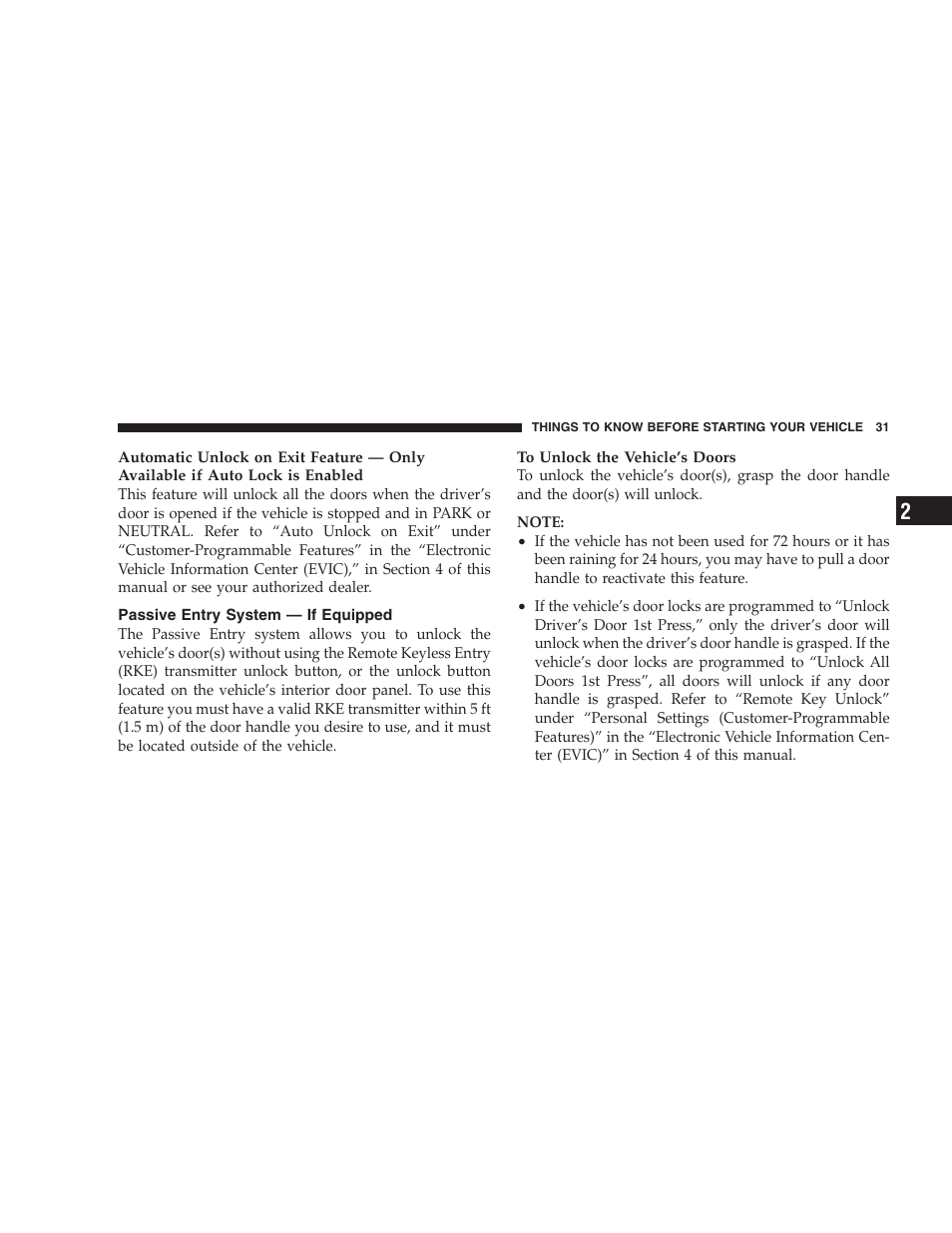 Passive entry system - if equipped, Passive entry system — if equipped | Jeep 2009 Commander User Manual | Page 33 / 519