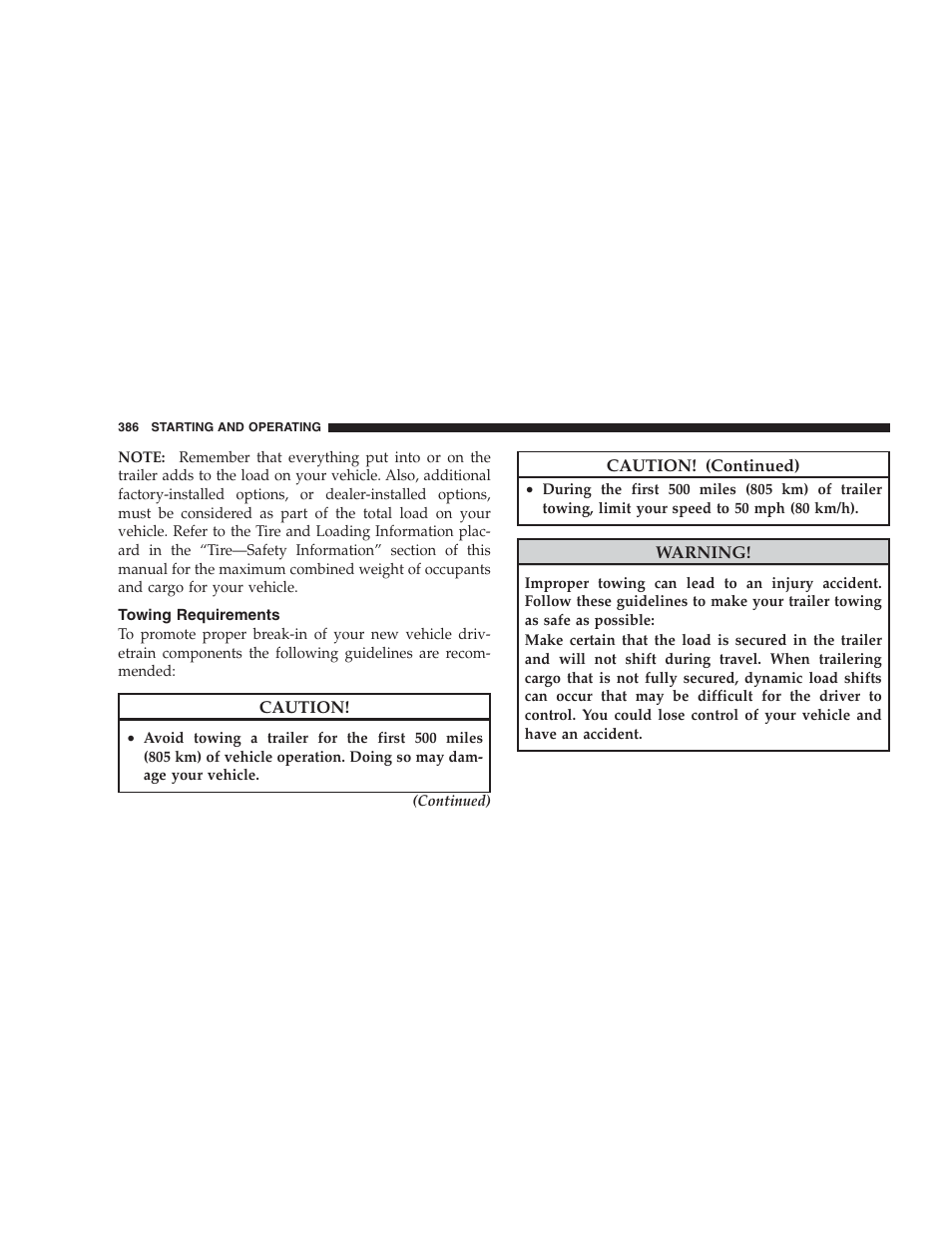 Towing requirements | Jeep 2009 Commander User Manual | Page 388 / 519