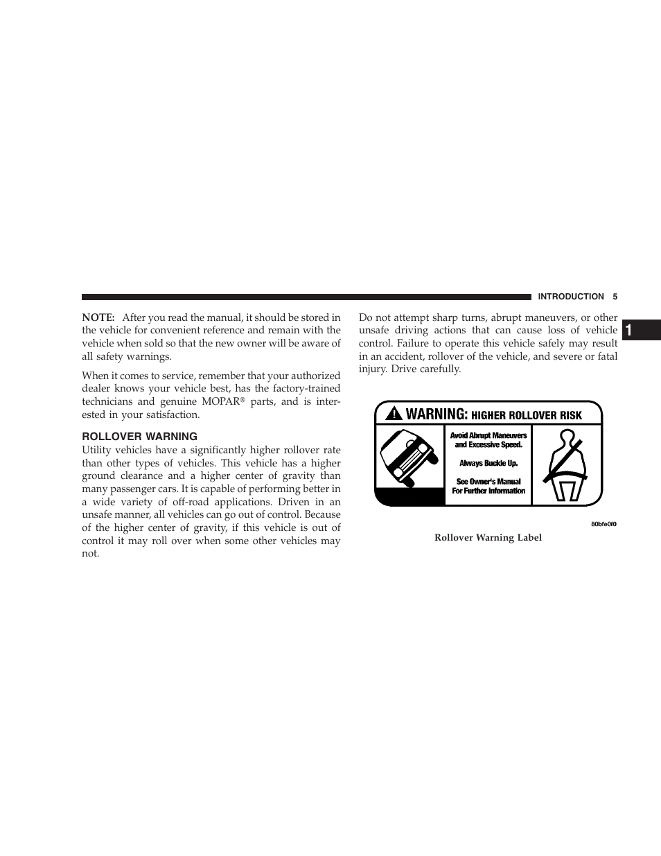 Rollover warning | Jeep 2009 Commander User Manual | Page 7 / 519