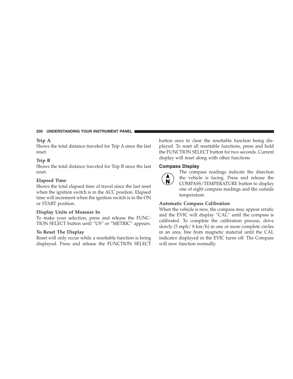 Compass display | Jeep 2009 Grand Cherokee - Owner Manual User Manual | Page 202 / 521