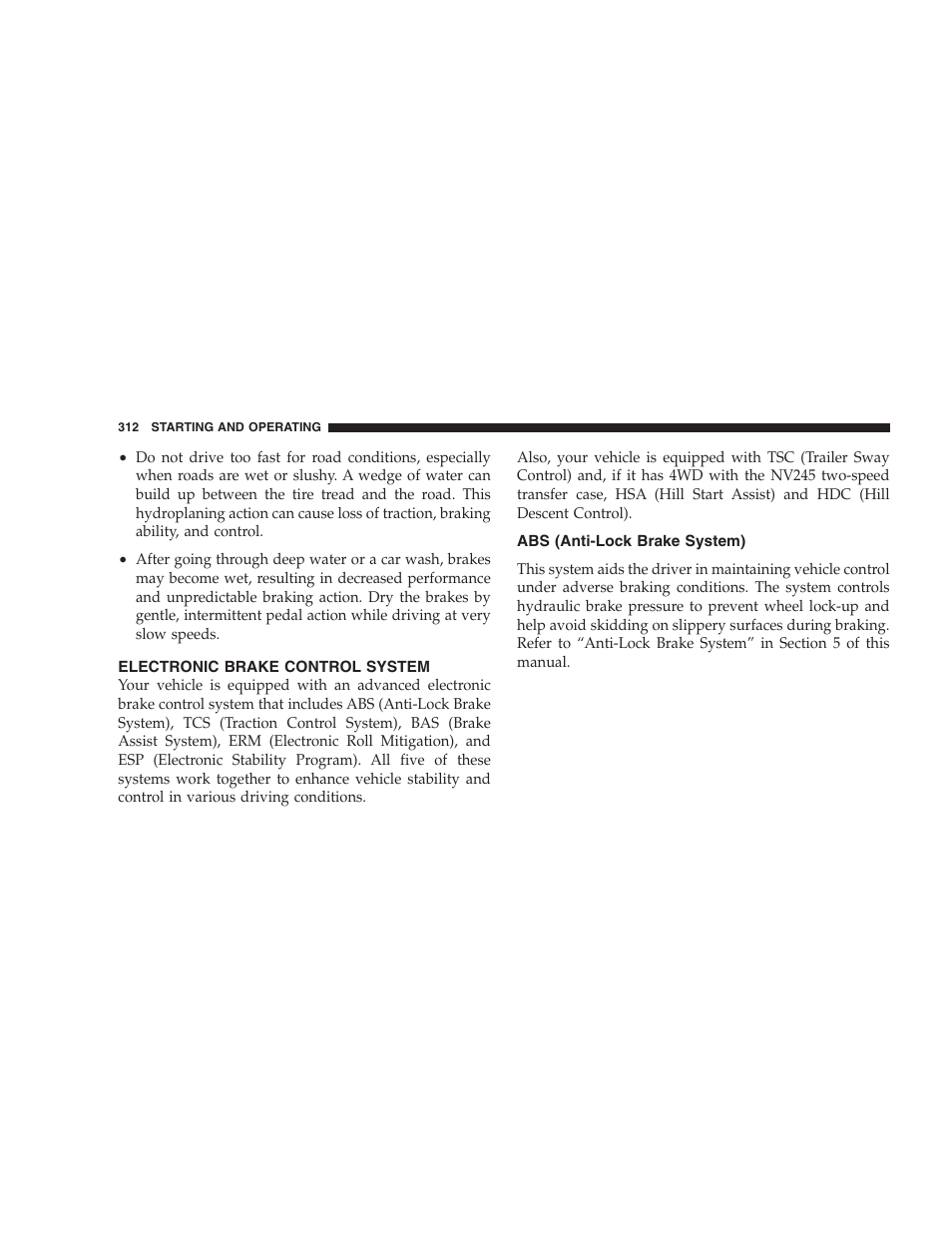 Electronic brake control system, Abs (anti-lock brake system) | Jeep 2009 Grand Cherokee - Owner Manual User Manual | Page 314 / 521