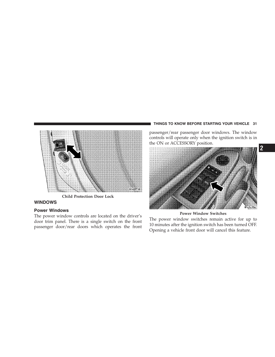 Windows, Power windows | Jeep 2009 Grand Cherokee - Owner Manual User Manual | Page 33 / 521