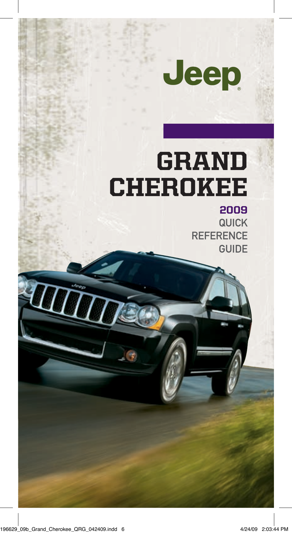 Jeep 2009 Grand Cherokee SRT - Quick Reference Guide User Manual | 12 pages