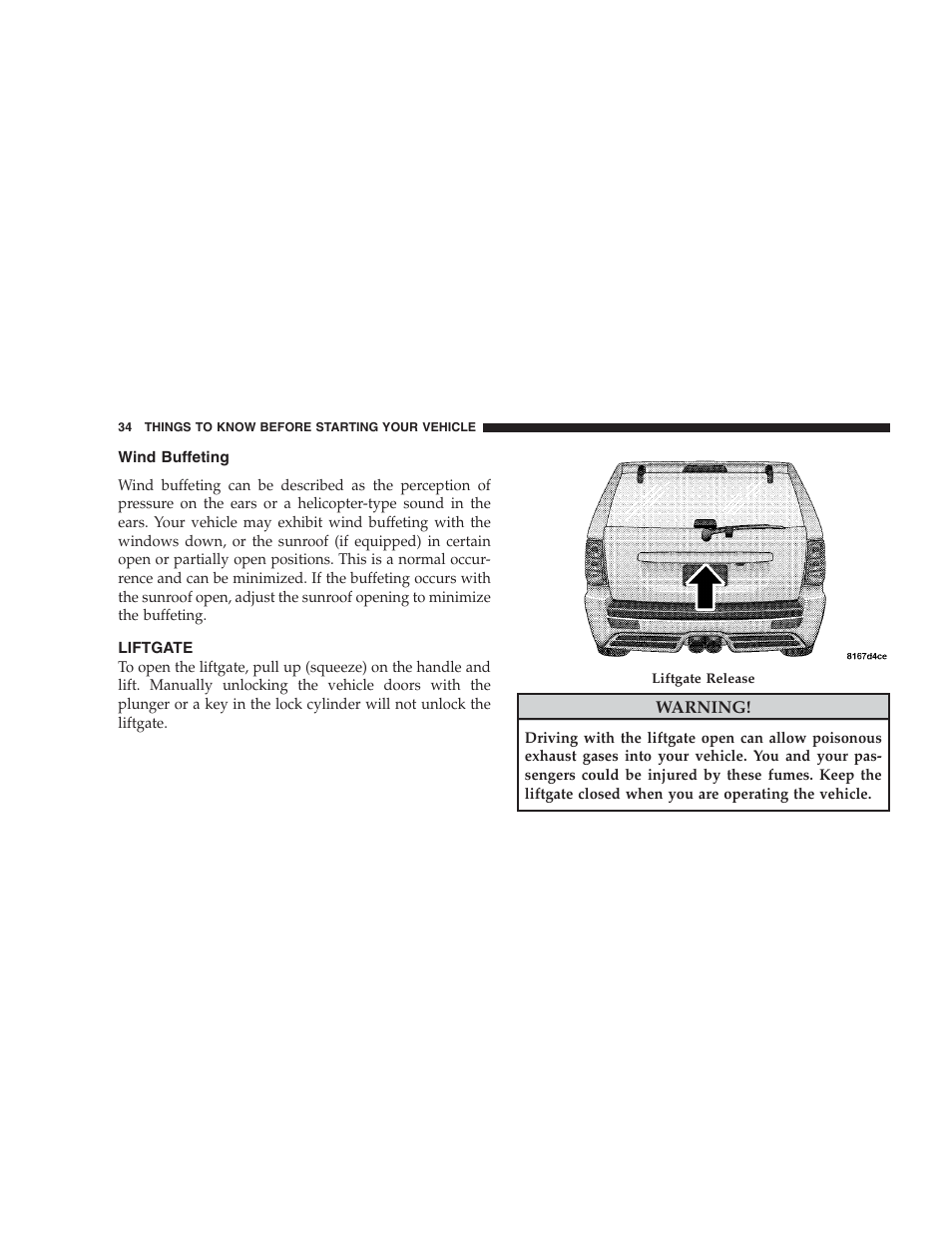 Wind buffeting, Liftgate | Jeep 2009 Grand Cherokee SRT - Owner Manual User Manual | Page 36 / 439