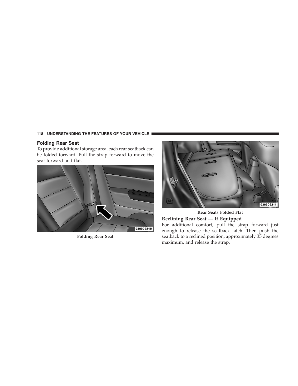 Folding rear seat | Jeep 2009 Compass - Owner Manual User Manual | Page 120 / 439