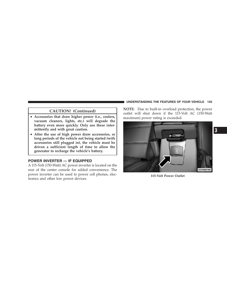 Power inverter - if equipped, Power inverter — if equipped | Jeep 2009 Compass - Owner Manual User Manual | Page 147 / 439