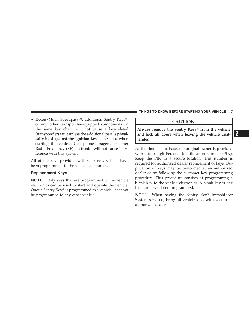 Replacement keys | Jeep 2009 Compass - Owner Manual User Manual | Page 19 / 439