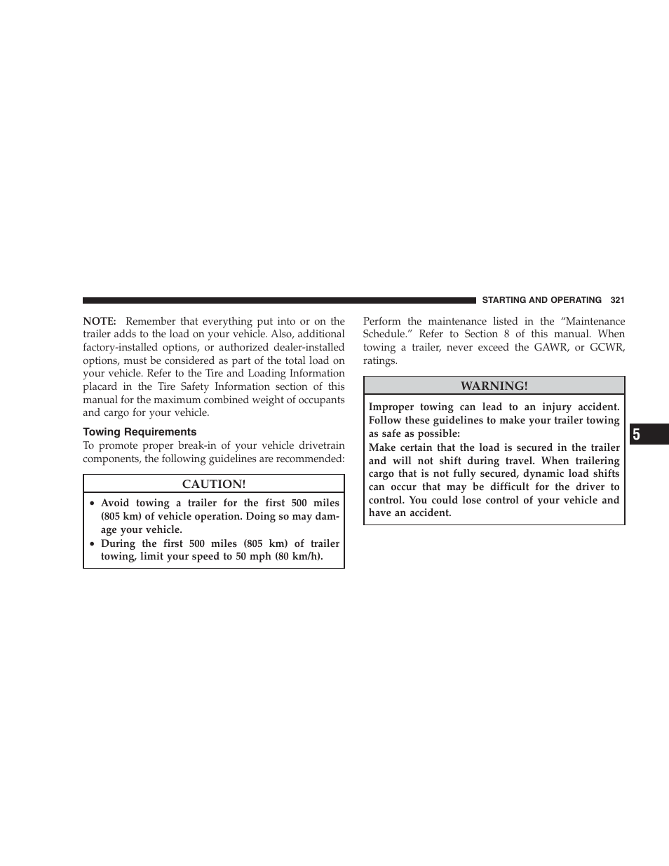 Towing requirements | Jeep 2009 Compass - Owner Manual User Manual | Page 323 / 439