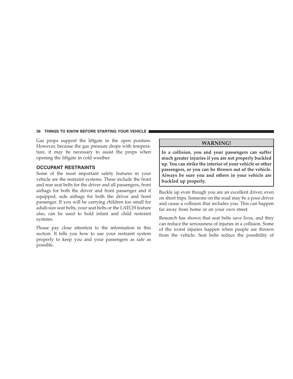 Occupant restraints | Jeep 2009 Compass - Owner Manual User Manual | Page 38 / 439