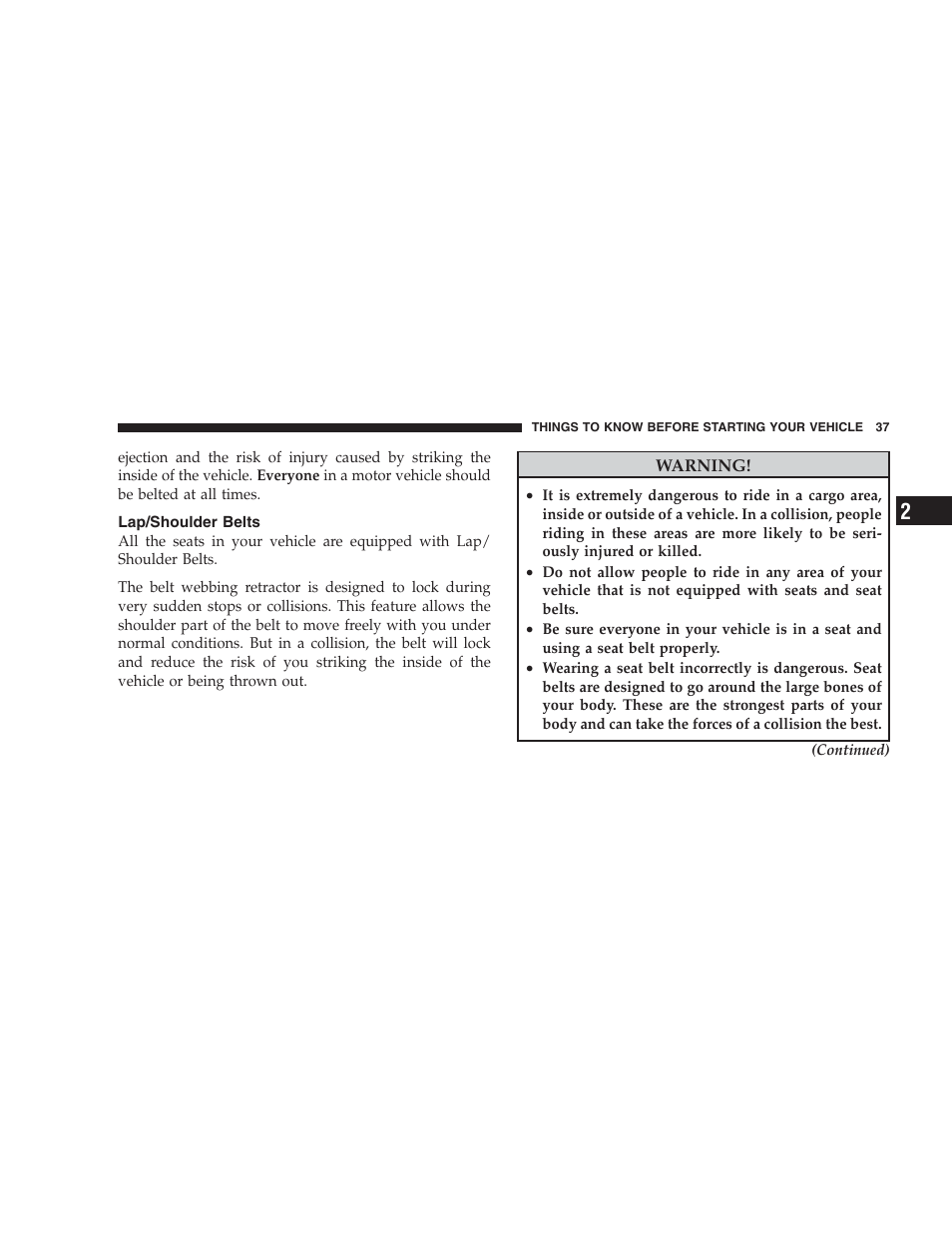 Lap/shoulder belts | Jeep 2009 Compass - Owner Manual User Manual | Page 39 / 439